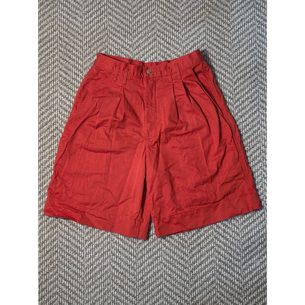 Dockers Womens Vintage Pleated Chino Shorts Red 100 Cotton Size 10